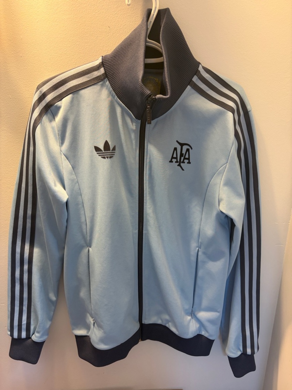 Adidas Light Blue Argentina Football Association Track Jacket with Navy Trim